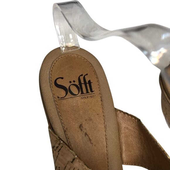 Sofft Cork Peep Toe Sandals Gold Size 8.5 - Picture 2 of 6